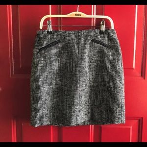 Banana Republic Leather Detail Tweed Mini Skirt